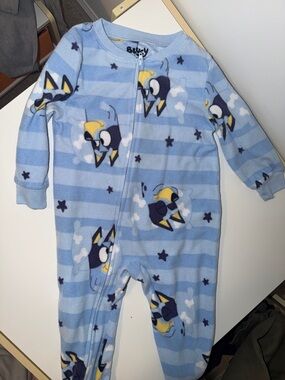 Bluey Striped Rocket Fleece Footie Pajamas